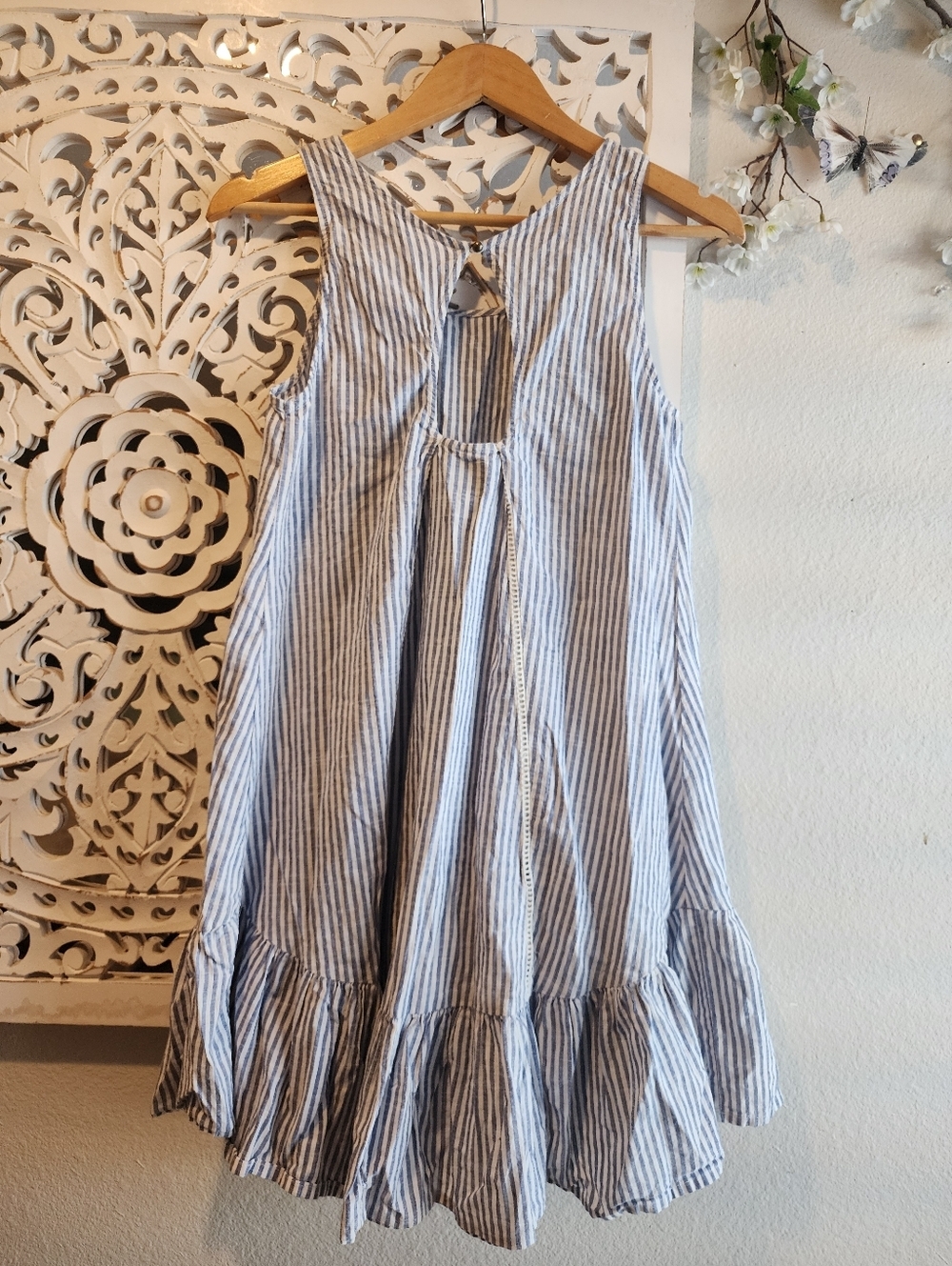ELEMENT STRIPES MINI DRESS ASYMETHRICAL SLEVELESS BACK KEYHOLE UNLINED SZ SMALL - Picture 3 of 15